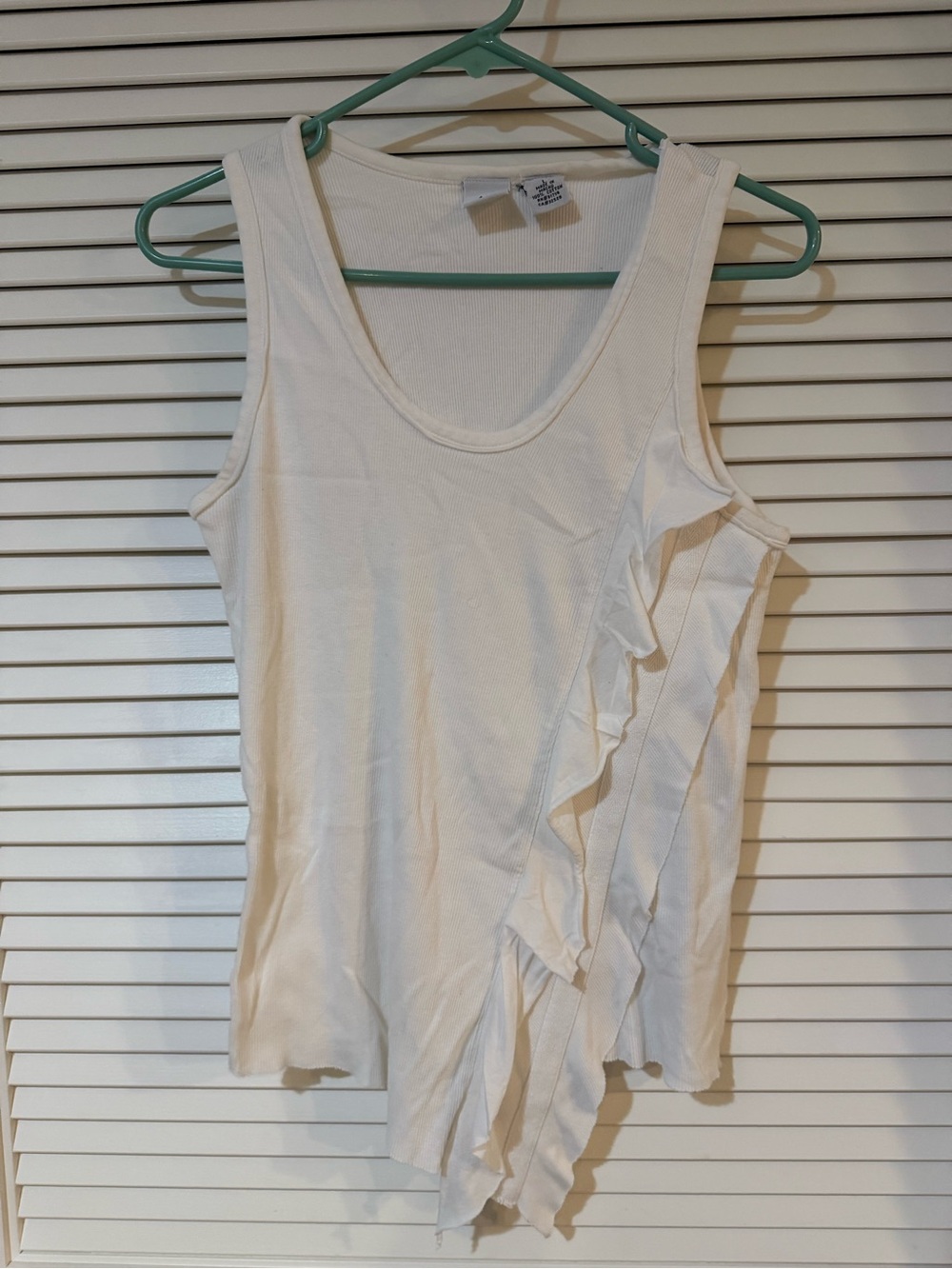 A/X Armani Exchange White Asymmetrical Ruffle Tank Top Size L - Picture 2 of 6